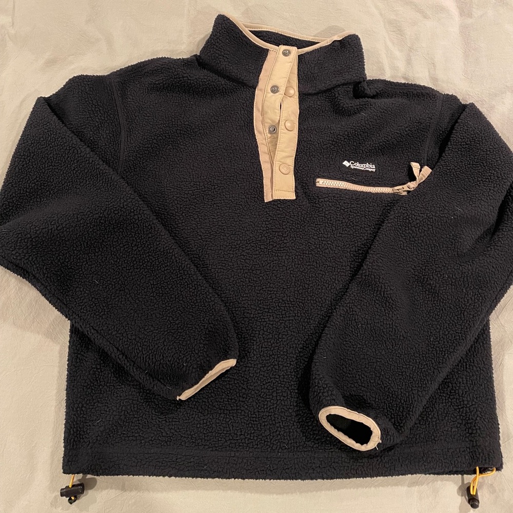 Columbia Women's Helvetia Cropped Half Snap Fleece Pullover XS Black